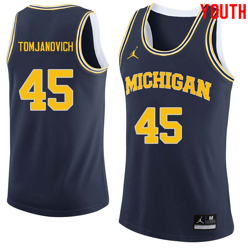Youth #45 Rudy Tomjanovich Michigan Wolverines College Basketball Jerseys Sale-Navy